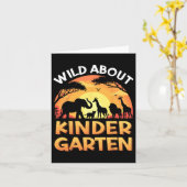 ワイルドについて幼稚園動物園の動物新学期 カード (黄色い花)