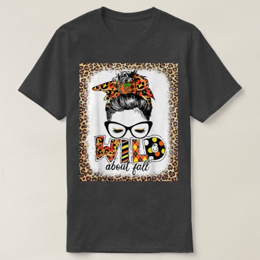ワイルドについて秋レオパード女性秋恋人の秋Bl Tシャツ (デザイン正面)