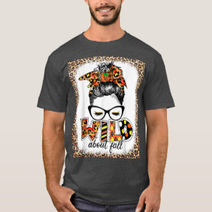 ワイルドについて秋レオパード女性秋恋人の秋Bl Tシャツ