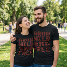 ワイルドに自由に成長する赤いポピー花のレタリング Tシャツ