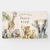 ワイルドに行こう |子供の誕生日パーティー 横断幕 (横)