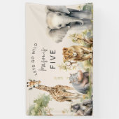 ワイルドに行こう |子供の誕生日パーティー 横断幕 (縦)