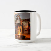 ワイルドのエレガンス：キリン威厳のあるシルエット。 ツートーンマグカップ (正面右)