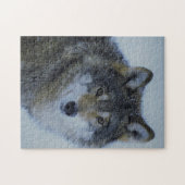 ワイルドの中の大きな美しい灰色の狼 ジグソーパズル (横)