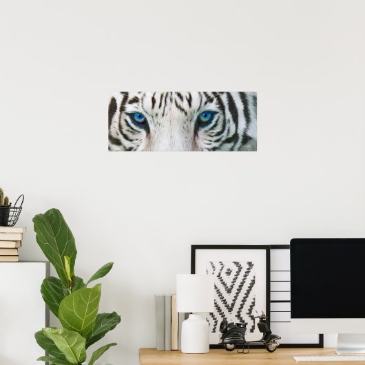 ワイルドアイズ – ホワイトタイガーアートポスターまたはプリント ポスター (ホームオフィス)