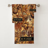 ワイルドアイディアサファリアニマルコラージュID1160 バスタオルセット (インサイチュ)