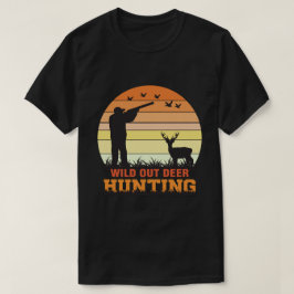 ワイルドアウトディアー狩り | レトロサンセットハンター Tシャツ