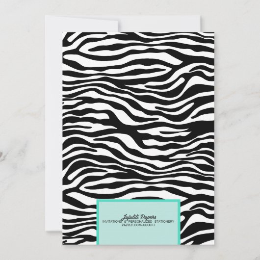 ワイルドアクアファンシーゼブラランジェリーシャワーバチェロレッテ 招待状 (裏面)