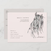 ワイルドアットハートウォーターカラーホースブライダルシャワー インビテーションポストカード (正面/裏面)