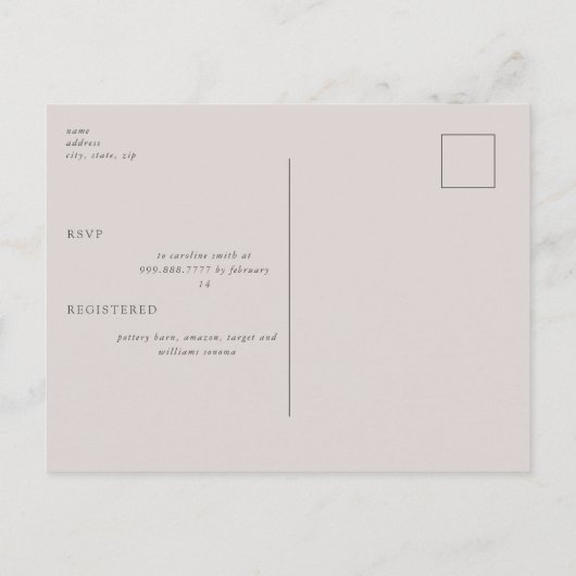 ワイルドアットハートウォーターカラーホースブライダルシャワー インビテーションポストカード (裏面)