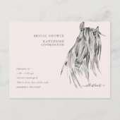 ワイルドアットハートウォーターカラーホースブライダルシャワー インビテーションポストカード (正面)