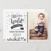 ワイルドアドベンチャー最初の誕生日の招待ワイルドワン 招待状 (正面/裏面)