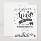 ワイルドアドベンチャー最初の誕生日の招待状1男の子 招待状 (正面/裏面)