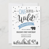 ワイルドアドベンチャー最初の誕生日の招待状1青 招待状 (正面)