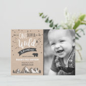 ワイルドアドベンチャー最初の誕生日の招待1ブラウン 招待状 (スタンド正面)