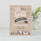 ワイルドアドベンチャー最初の誕生日の招待1ブラウン 招待状 (スタンド正面)