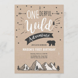 ワイルドアドベンチャー最初の誕生日の招待1ブラウン 招待状