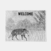 ワイルドアニマルアートウルフウェルカム ドアマット (正面)