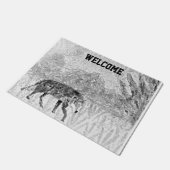 ワイルドアニマルアートウルフウェルカム ドアマット (アングル)