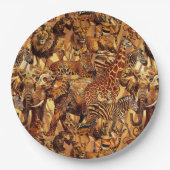 ワイルドアニマルコラージサファリバチェロレッテID1149 ペーパープレート (正面)