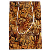 ワイルドアニマルコラージサファリID1149 ミディアムペーパーバッグ (正面)