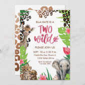 ワイルドアニマルサファリガール2nd誕生日パーティー 招待状 (正面/裏面)