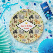 ワイルドアニマルサファリジャングルパターン誕生日 ペーパープレート (パーティー)