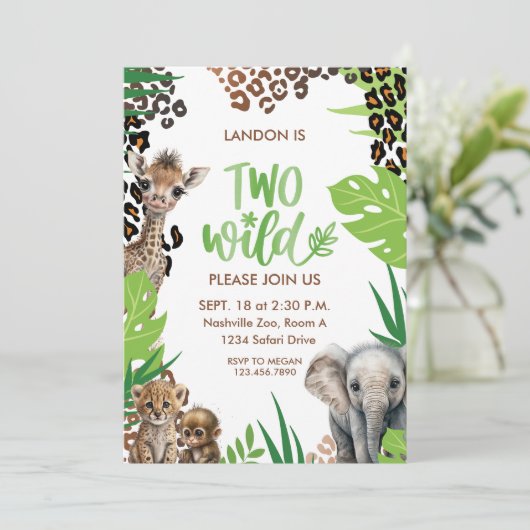 ワイルドアニマルサファリセカンドバースデーパーティー 招待状 (スタンド正面)