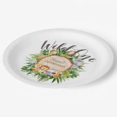 ワイルドアニマルズウッド誕生日 ペーパープレート (アングル)