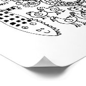 ワイルドアニマルズブラック&ホワイトスケッチアートプリント ポスター (角)