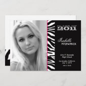 ワイルドアニマルプリントゼブラ卒業発表 招待状 (正面/裏面)