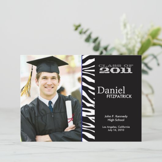 ワイルドアニマルプリントゼブラ卒業発表 招待状 (スタンド正面)