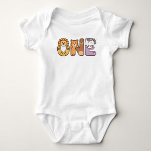 ワイルドアニマルワン1歳の誕生日ベビーTシャツ ベビーボディスーツ