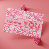 ワイルドアバウトについて赤面ピンクワイルドハートバレンタイン ポストカード