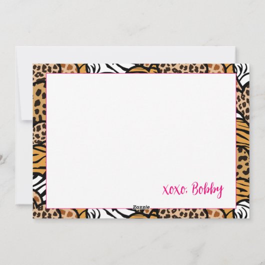 ワイルドアバディピンクアニマルプリントハートバレンタイン シーズンカード (裏面)