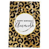 ワイルドアンドエキゾチックLeopardプリントパターン誕生日媒体 ミディアムペーパーバッグ (裏面)