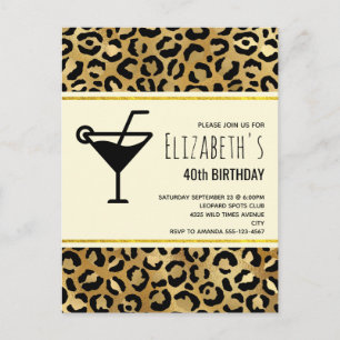 ワイルドアンドエキゾチックLeopardプリントパターン誕生日 インビテーションポストカード