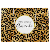 ワイルドアンドエキゾチックLeopardプリントパターン誕生日 ラージペーパーバッグ (裏面)