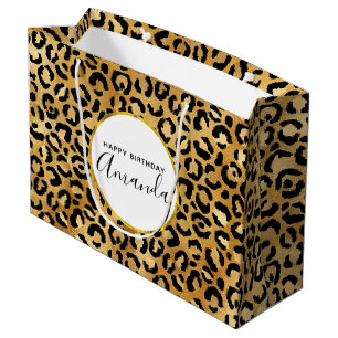 ワイルドアンドエキゾチックLeopardプリントパターン誕生日 ラージペーパーバッグ