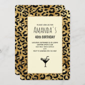 ワイルドアンドエキゾチックLeopardプリントパターン誕生日 招待状 (正面/裏面)