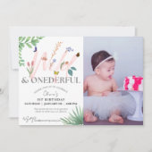 ワイルドアンドオンダーフル野草写真1歳の誕生日 招待状 (正面)