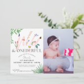 ワイルドアンドオンダーフル野草写真1歳の誕生日 招待状 (スタンド正面)