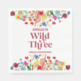 ワイルドアンドスリーワイルドフラワー3回目の誕生日パーティー スタンダードランチョンナプキン