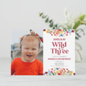 ワイルドアンドスリーワイルドフラワー3回目の誕生日パーティー 招待状 (スタンド正面)