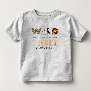 ワイルドアンドスリー誕生日サファリキリンベビートドル トドラーTシャツ