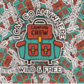 ワイルドアンドフリーバックパックキャンプ |ダイカットのシール シール