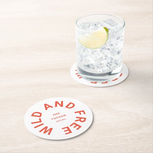 ワイルドアンドフリー焦げオレンジキャンプテーマ ラウンドペーパーコースター (インサイチュ)