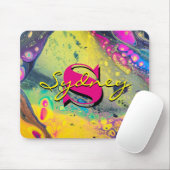 ワイルドイエローとブラックアクリルの流体アート マウスパッド (マウス)