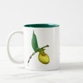 ワイルドイエローレディースリッパパーソナライズされた花 ツートーンマグカップ (左)