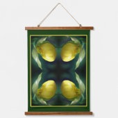 ワイルドイエローレディースリッパーオーキッドフラワー抽象芸術 吊り下げ型タペストリー (正面)